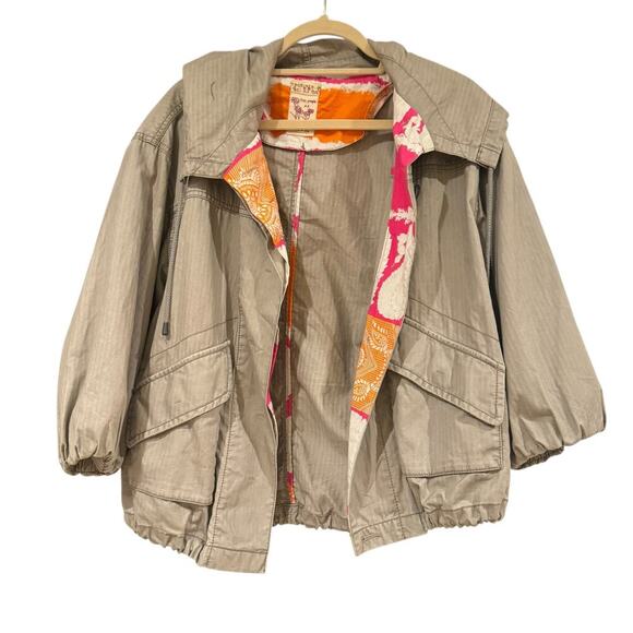 Free People Women's Open Front Hooded Jacket Long Sleeve Tan Size XS - Picture 9 of 12